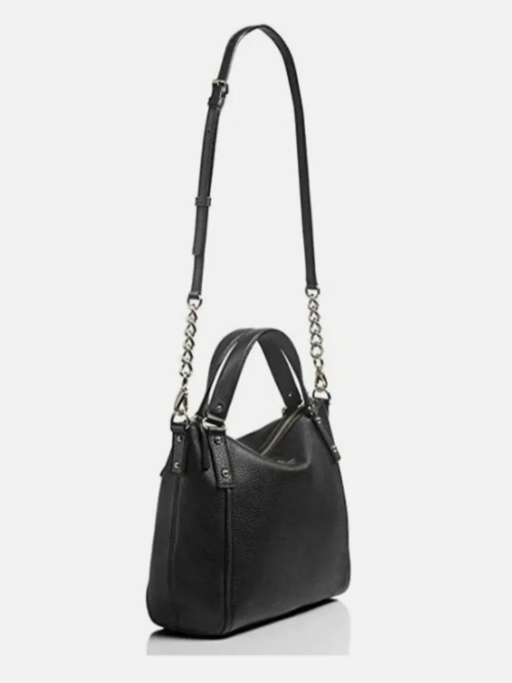 Kate Spade Pine Street Kori Pebbled Leather Satchel Shoulder Bag in Black